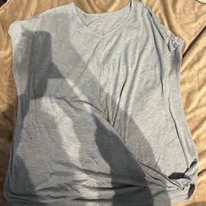 grey short sleeve blouse